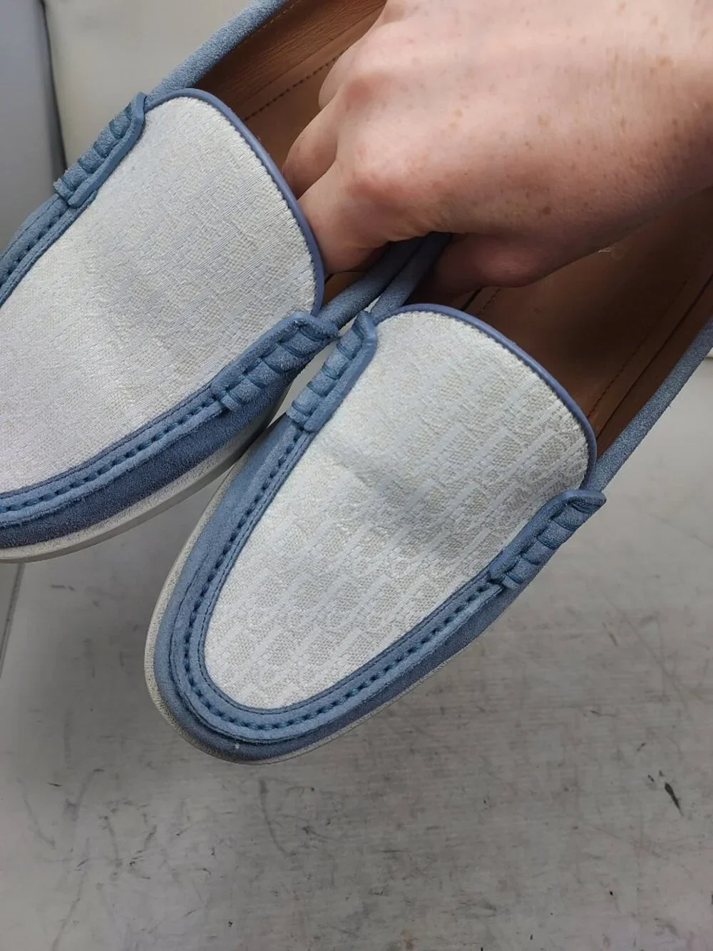 Dior Granville MENS Light Blue White Oblique Logo Loafer